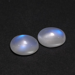 캐럿 천연 블루 화이트 레인보우 문스톤 보석, 투명한, 8.5×6.4 mm, 투명/반투명