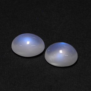 캐럿 천연 블루 화이트 레인보우 문스톤 보석, 투명한, 8.1×6.1 mm, 투명/반투명
