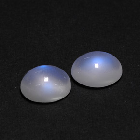 캐럿 천연 블루 화이트 레인보우 문스톤 보석, 투명한, 8.1×6.1 mm, 투명/반투명