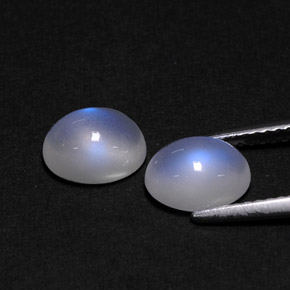 캐럿 천연 블루 화이트 레인보우 문스톤 보석, 투명한, 8.1×6.1 mm, 투명/반투명