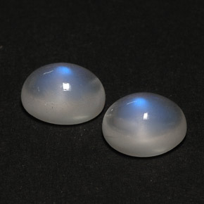 캐럿 천연 블루 화이트 레인보우 문스톤 보석, 투명한, 8×6 mm, 투명/반투명