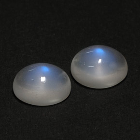 캐럿 천연 블루 화이트 레인보우 문스톤 보석, 투명한, 8×6 mm, 투명/반투명