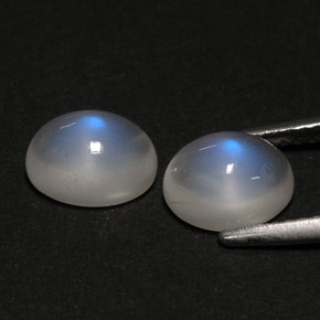 캐럿 천연 블루 화이트 레인보우 문스톤 보석, 투명한, 8×6 mm, 투명/반투명