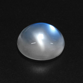 5.39캐럿 천연 블루 화이트 레인보우 문스톤, 투명한, 11.7×10.5 mm, 투명/반투명