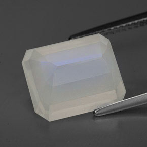 6.76캐럿 천연 블루 화이트 레인보우 문스톤, 투명한, 12.3×10.6 mm, 투명/반투명