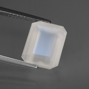 4.16캐럿 천연 블루 화이트 레인보우 문스톤, 투명한, 10.5×8.4 mm, 투명/반투명