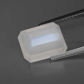 4.16캐럿 천연 블루 화이트 레인보우 문스톤, 투명한, 10.5×8.4 mm, 투명/반투명
