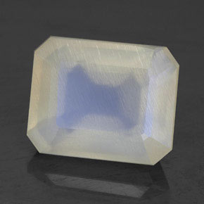 5.10캐럿 천연 블루 화이트 레인보우 문스톤, 투명한, 11.5×9.2 mm, 투명/반투명
