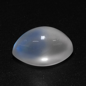 6.27캐럿 천연 블루 화이트 레인보우 문스톤, 투명한, 13.9×8.4 mm, 투명/반투명