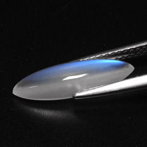 2.14캐럿 천연 블루 화이트 레인보우 문스톤, 투명한, 16.5×5.1 mm, 투명/반투명