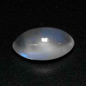 3.35캐럿 천연 블루 화이트 레인보우 문스톤, 투명한, 12.6×7.2 mm, 투명/반투명