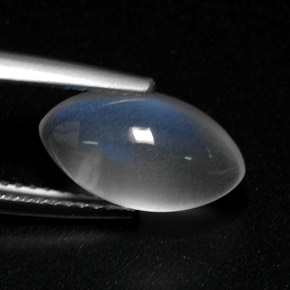 3.35캐럿 천연 블루 화이트 레인보우 문스톤, 투명한, 12.6×7.2 mm, 투명/반투명
