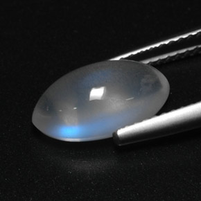 3.35캐럿 천연 블루 화이트 레인보우 문스톤, 투명한, 12.6×7.2 mm, 투명/반투명