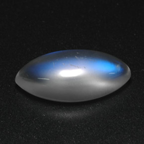 3.91캐럿 천연 블루 화이트 레인보우 문스톤, 투명한, 15.3×7.1 mm, 투명/반투명