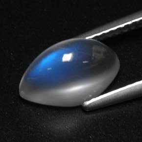 2.77캐럿 천연 블루 화이트 레인보우 문스톤, 투명한, 10.9×6.3 mm, 투명/반투명