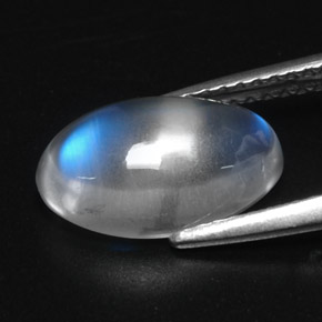 2.88캐럿 천연 블루 화이트 레인보우 문스톤, 타원형 컷, 12×7.7 mm, 투명한