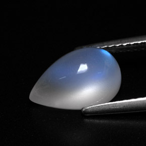 2.99캐럿 천연 블루 화이트 레인보우 문스톤, 투명한, 11×7.2 mm, 투명/반투명