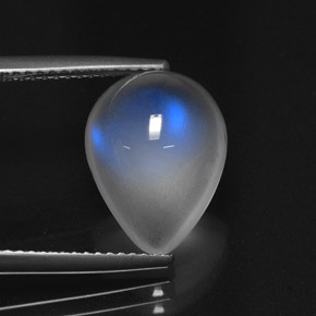 4.41캐럿 천연 블루 화이트 레인보우 문스톤, 배 모양, 13.7×8.9 mm, 투명한