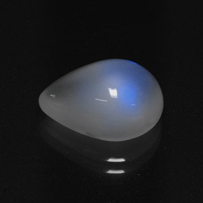 4.41캐럿 천연 블루 화이트 레인보우 문스톤, 배 모양, 13.7×8.9 mm, 투명한