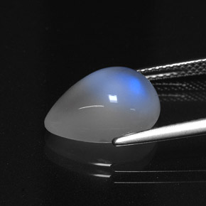 4.41캐럿 천연 블루 화이트 레인보우 문스톤, 배 모양, 13.7×8.9 mm, 투명한