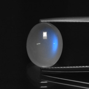 4.72캐럿 천연 블루 화이트 레인보우 문스톤, 타원형 컷, 투명한