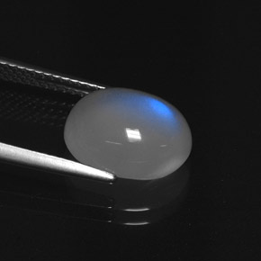 4.72캐럿 천연 블루 화이트 레인보우 문스톤, 타원형 컷, 투명한