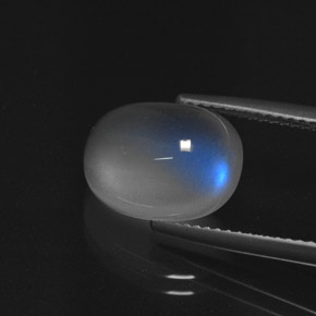 5.09캐럿 천연 블루 화이트 레인보우 문스톤, 타원형 컷, 투명한