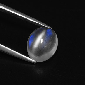 2.78캐럿 천연 블루 화이트 레인보우 문스톤, 타원형 컷, 9.9×8 mm, 투명한