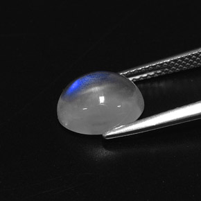 2.78캐럿 천연 블루 화이트 레인보우 문스톤, 타원형 컷, 9.9×8 mm, 투명한