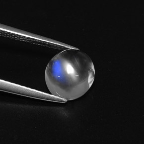 2.34캐럿 천연 블루 화이트 레인보우 문스톤, 타원형 컷, 8.6×7.6 mm, 투명한