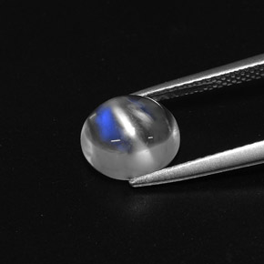2.34캐럿 천연 블루 화이트 레인보우 문스톤, 타원형 컷, 8.6×7.6 mm, 투명한