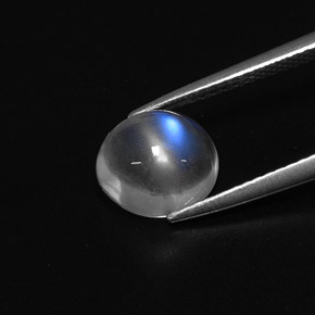 2.42캐럿 천연 블루 화이트 레인보우 문스톤, 타원형 컷, 8.9×7.9 mm, 투명한