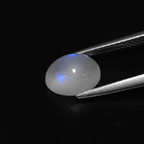 2.23캐럿 천연 블루 화이트 레인보우 문스톤, 타원형 컷, 8.9×7 mm, 투명한