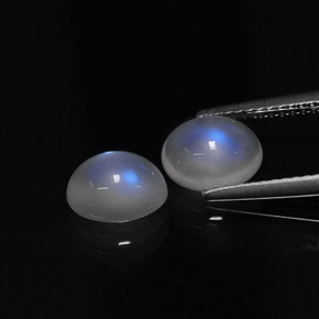 캐럿 천연 블루 화이트 레인보우 문스톤 보석, 타원형 컷, 투명한