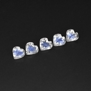 캐럿 천연 블루 화이트 레인보우 문스톤 보석, 하트 모양, 4.8×4.7 mm, 투명한