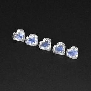 캐럿 천연 블루 화이트 레인보우 문스톤 보석, 하트 모양, 4.8×4.7 mm, 투명한