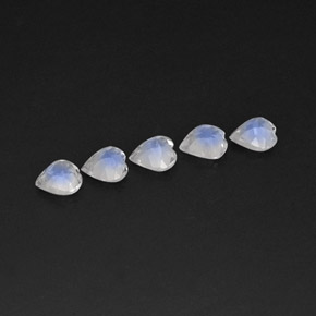 캐럿 천연 블루 화이트 레인보우 문스톤 보석, 하트 모양, 4.8×4.7 mm, 투명한