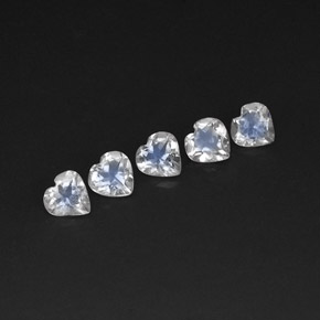 캐럿 천연 블루 화이트 레인보우 문스톤 보석, 하트 모양, 4.9×4.9 mm, 투명한