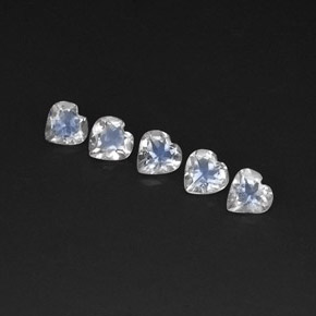 캐럿 천연 블루 화이트 레인보우 문스톤 보석, 하트 모양, 4.9×4.9 mm, 투명한
