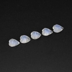 캐럿 천연 블루 화이트 레인보우 문스톤 보석, 하트 모양, 4.9×4.9 mm, 투명한