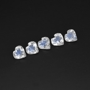 캐럿 천연 블루 화이트 레인보우 문스톤 보석, 하트 모양, 4.9×4.9 mm, 투명한