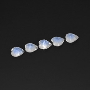 캐럿 천연 블루 화이트 레인보우 문스톤 보석, 하트 모양, 4.9×4.9 mm, 투명한