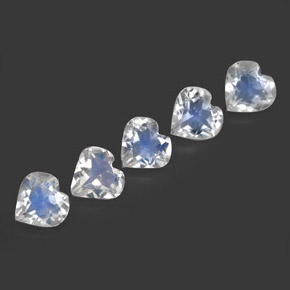 캐럿 천연 블루 화이트 레인보우 문스톤 보석, 하트 모양, 5×5 mm, 투명한