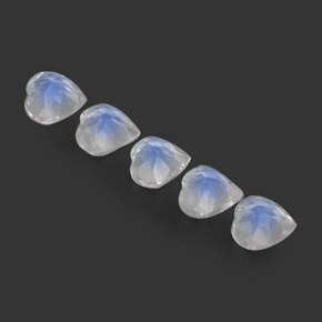 캐럿 천연 블루 화이트 레인보우 문스톤 보석, 하트 모양, 5×5 mm, 투명한
