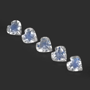 캐럿 천연 블루 화이트 레인보우 문스톤 보석, 하트 모양, 5×4.7 mm, 투명한