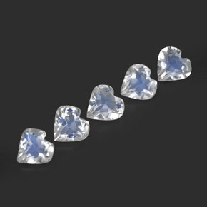 캐럿 천연 블루 화이트 레인보우 문스톤 보석, 하트 모양, 5×4.7 mm, 투명한