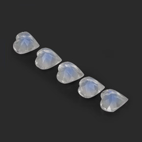 캐럿 천연 블루 화이트 레인보우 문스톤 보석, 하트 모양, 5×4.7 mm, 투명한