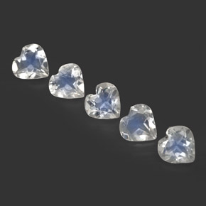 캐럿 천연 블루 화이트 레인보우 문스톤 보석, 하트 모양, 5×4.8 mm, 투명한