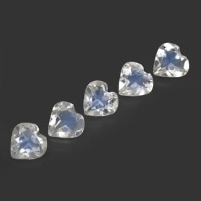 캐럿 천연 블루 화이트 레인보우 문스톤 보석, 하트 모양, 5×4.8 mm, 투명한