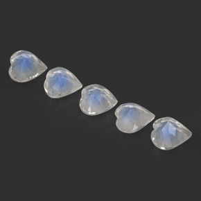 캐럿 천연 블루 화이트 레인보우 문스톤 보석, 하트 모양, 5×4.8 mm, 투명한